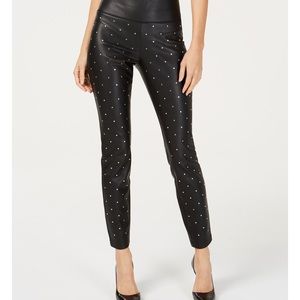 INC International Concepts Studded Faux-Leather Skinny Pants size 10 Black NEW!